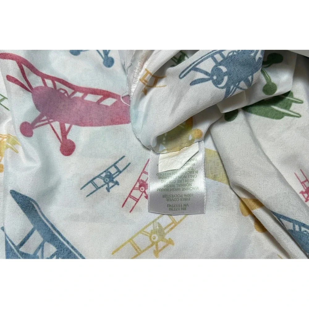Vintage Airplane Biplane Camo Fitted Sheet Twin Blue Red Green
